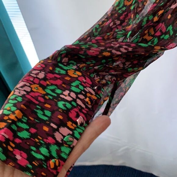Who What Wear XS multi-color Blouse, Balloon sleeves with a 5 inch cuff - Picture 2 of 12
